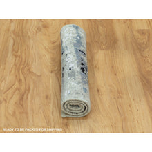 Load image into Gallery viewer, 2&#39;x2&#39;10&quot; Abstract Design Hi-Low Pile Silver-Blue Hand Knotted Wool &amp; Silk Oriental Rug FWR351024