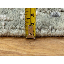 Load image into Gallery viewer, 2&#39;x2&#39;10&quot; Abstract Design Hi-Low Pile Silver-Blue Hand Knotted Wool &amp; Silk Oriental Rug FWR351024