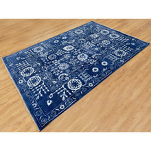 Load image into Gallery viewer, 6&#39;2&quot;x9&#39; Blue Hand Knotted Tone On Tone Tabriz Wool and Silk Oriental Rug FWR351210
