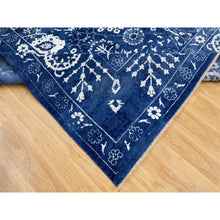 Load image into Gallery viewer, 12&#39;2&quot;x12&#39;2&quot; Blue Tone On Tone Tabriz Wool and Silk Square Hand Knotted Oriental Rug FWR351276