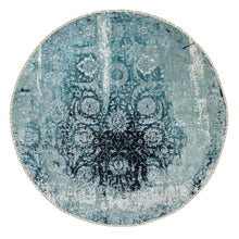 Load image into Gallery viewer, 8&#39;8&quot;x8&#39;8&quot; Wool and Silk Broken Persian Tabriz Erased Design Hand Knotted Round Oriental Rug FWR351294