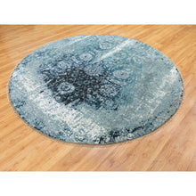 Load image into Gallery viewer, 8&#39;8&quot;x8&#39;8&quot; Wool and Silk Broken Persian Tabriz Erased Design Hand Knotted Round Oriental Rug FWR351294