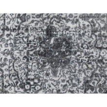 Load image into Gallery viewer, 4&#39;1&quot;x6&#39; Gray Erased Persian Design Wool and Pure Silk Hand Knotted Oriental Rug FWR351318