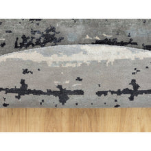 Load image into Gallery viewer, 10&#39;x10&#39; Taupe Hi-Low Pile Abstract Design Wool and Silk Hand Knotted Round Oriental Rug FWR351354