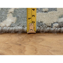 Load image into Gallery viewer, 10&#39;x10&#39; Taupe Hi-Low Pile Abstract Design Wool and Silk Hand Knotted Round Oriental Rug FWR351354