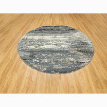 Load image into Gallery viewer, 8&#39;3&quot;x8&#39;3&quot; Taupe Abstract Design Wool and Silk Hi-Low Pile Hand Knotted Round Oriental Rug FWR351384