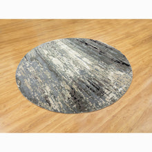 Load image into Gallery viewer, 8&#39;3&quot;x8&#39;3&quot; Taupe Abstract Design Wool and Silk Hi-Low Pile Hand Knotted Round Oriental Rug FWR351384