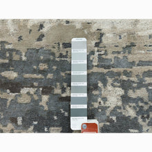 Load image into Gallery viewer, 8&#39;3&quot;x8&#39;3&quot; Taupe Abstract Design Wool and Silk Hi-Low Pile Hand Knotted Round Oriental Rug FWR351384