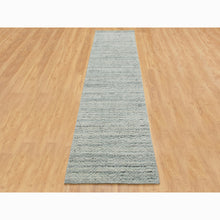 Load image into Gallery viewer, 2&#39;6&quot;x11&#39;10&quot; Green Organic Wool Variegated Textured Design Runner Hand Loomed Modern Oriental Rug FWR351432