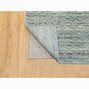 2'6"x6' Seafoam Green Natural Wool Variegated Textured Design Runner Hand Loomed Modern Oriental Rug FWR351456