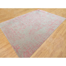 Load image into Gallery viewer, 10&#39;x14&#39;1&quot; Pink Wool and Art Silk Transitional Design Hand Loomed Jacquard Oriental Rug FWR351486