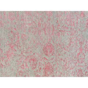 10'x14'1" Pink Wool and Art Silk Transitional Design Hand Loomed Jacquard Oriental Rug FWR351486