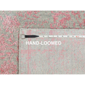 10'x14'1" Pink Wool and Art Silk Transitional Design Hand Loomed Jacquard Oriental Rug FWR351486