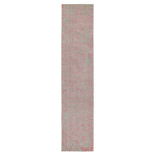 Load image into Gallery viewer, 2&#39;6&quot;x11&#39;10&quot; Pink Wool and Art Silk Erased Persian Design Runner Hand Loomed Jacquard Oriental Rug FWR351498