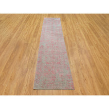 Load image into Gallery viewer, 2&#39;6&quot;x11&#39;10&quot; Pink Wool and Art Silk Erased Persian Design Runner Hand Loomed Jacquard Oriental Rug FWR351498
