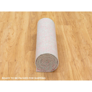 2'6"x11'10" Pink Wool and Art Silk Erased Persian Design Runner Hand Loomed Jacquard Oriental Rug FWR351498