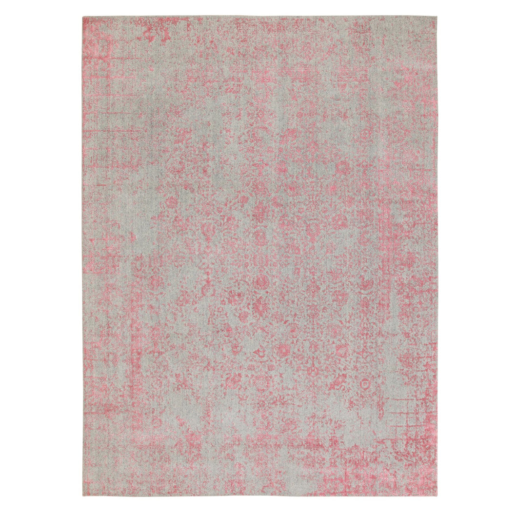 9'x12' Pink Wool and Art Silk All Over Design Hand Loomed Jacquard Oriental Rug FWR351534