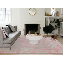 Load image into Gallery viewer, 9&#39;x12&#39; Pink Wool and Art Silk All Over Design Hand Loomed Jacquard Oriental Rug FWR351534