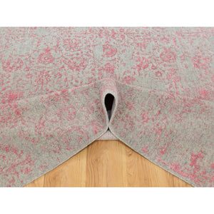 9'x12' Pink Wool and Art Silk All Over Design Hand Loomed Jacquard Oriental Rug FWR351534
