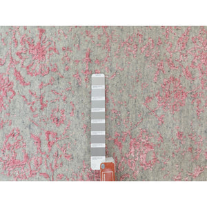 9'x12' Pink Wool and Art Silk All Over Design Hand Loomed Jacquard Oriental Rug FWR351534