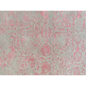 9'x12' Pink Wool and Art Silk All Over Design Hand Loomed Jacquard Oriental Rug FWR351534