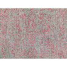 Load image into Gallery viewer, 2&#39;6&quot;x9&#39;10&quot; Pink Erased Persian Design Wool and Art Silk Hand Loomed Jacquard Oriental Rug FWR351588