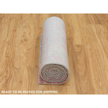 Load image into Gallery viewer, 2&#39;6&quot;x9&#39;10&quot; Pink Erased Persian Design Wool and Art Silk Hand Loomed Jacquard Oriental Rug FWR351588