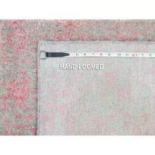 Load image into Gallery viewer, 2&#39;6&quot;x9&#39;10&quot; Pink Erased Persian Design Wool and Art Silk Hand Loomed Jacquard Oriental Rug FWR351588