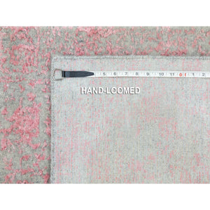 2'6"x9'10" Pink Erased Persian Design Wool and Art Silk Hand Loomed Jacquard Oriental Rug FWR351588