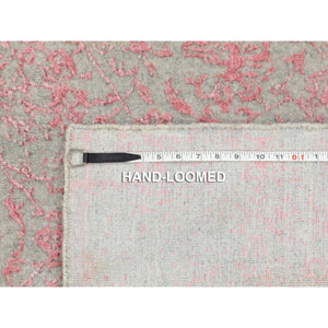 6'x9' Pink Wool and Art Silk Transitional Design Hand Loomed Jacquard Oriental Rug FWR351600