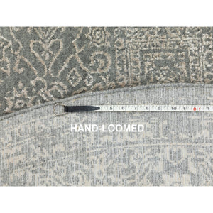 8'x8' Gray Fine jacquard Hand Loomed Modern Wool and Art Silk Oriental Rug FWR351606