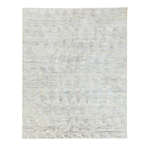 7'10"x10' Silk with Textured Wool Natural Colors Repetitive Curvilinear Design Hand Knotted Oriental Rug FWR351642