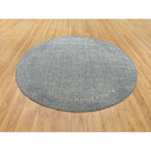 Load image into Gallery viewer, 7&#39;10&quot;x7&#39;10&quot; Gray Fine jacquard Tone on Tone Hand Loomed Modern Wool and Art Silk Round Oriental Rug FWR351696