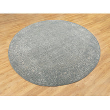 Load image into Gallery viewer, 7&#39;10&quot;x7&#39;10&quot; Gray Fine jacquard Tone on Tone Hand Loomed Modern Wool and Art Silk Round Oriental Rug FWR351696