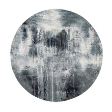 Load image into Gallery viewer, 6&#39;2&quot;x6&#39;2&quot; Gray with Black Abstract Design Wool and Silk Hand Knotted Round Oriental Rug FWR351738