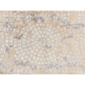 2'x3'1" Gray Mosaic Design Wool and Pure Silk Hand Knotted Modern Oriental Rug FWR351816