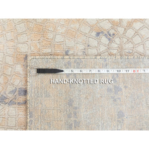 2'x3'1" Gray Mosaic Design Wool and Pure Silk Hand Knotted Modern Oriental Rug FWR351816