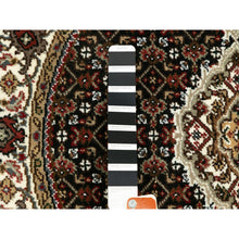 Load image into Gallery viewer, 3&#39;x3&#39; Rich Black, 250 KPSI Hand Knotted, Tabriz Mahi with Fish Medallion Design, Wool Round Oriental Rug FWR352674
