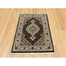 Load image into Gallery viewer, 2&#39;6&quot;x4&#39; Rich Black, Hand Knotted, Tabriz Mahi with Fish Medallion Design, 250 KPSI Wool, Oriental Rug FWR352710