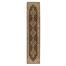 Load image into Gallery viewer, 2&#39;8&quot;x13&#39;4&quot; Red Hand Knotted Wool Tabriz Mahi Fish Design Oriental Runner Rug FWR352956