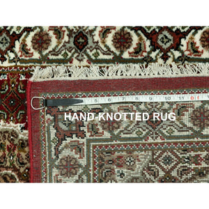 2'8"x13'4" Red Hand Knotted Wool Tabriz Mahi Fish Design Oriental Runner Rug FWR352956
