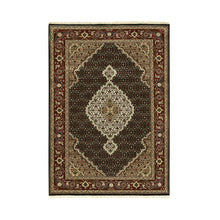 Load image into Gallery viewer, 4&#39;2&quot;x6&#39; Hand Knotted Wool Black Fish Design Tabriz Mahi Oriental Rug FWR352974