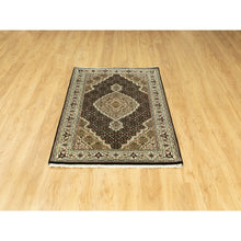 Load image into Gallery viewer, 3&#39;1&quot;x5&#39;2&quot; Wool Black Hand Knotted Fish Design Tabriz Mahi Oriental Rug FWR352998