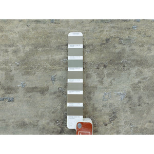 10'2"x10'2" Wool Silk Silver, Blue Modern Abstract Design Hand Knotted Oriental Square Rug FWR353190
