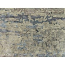 Load image into Gallery viewer, 10&#39;2&quot;x10&#39;2&quot; Wool Silk Silver, Blue Modern Abstract Design Hand Knotted Oriental Square Rug FWR353190