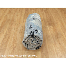 Load image into Gallery viewer, 10&#39;2&quot;x10&#39;2&quot; Wool Silk Silver, Blue Modern Abstract Design Hand Knotted Oriental Square Rug FWR353190