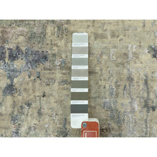 Load image into Gallery viewer, 2&#39;8&quot;x7&#39;10&quot; Hand Knotted Silver, Blue Wool And Silk Modern Abstract Design Oriental Runner Rug FWR353256