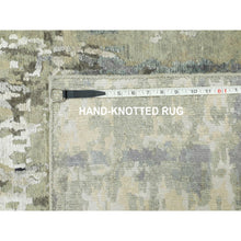 Load image into Gallery viewer, 2&#39;8&quot;x7&#39;10&quot; Hand Knotted Silver, Blue Wool And Silk Modern Abstract Design Oriental Runner Rug FWR353256