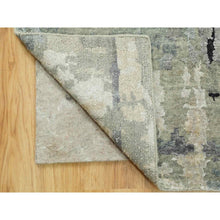 Load image into Gallery viewer, 4&#39;x6&#39; Silver, Blue Wool And Silk Modern Abstract Design Hand Knotted Oriental Rug FWR353268