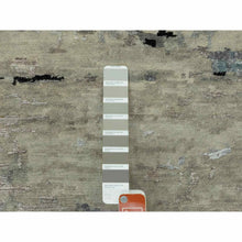 Load image into Gallery viewer, 4&#39;x6&#39; Silver, Blue Wool And Silk Modern Abstract Design Hand Knotted Oriental Rug FWR353268